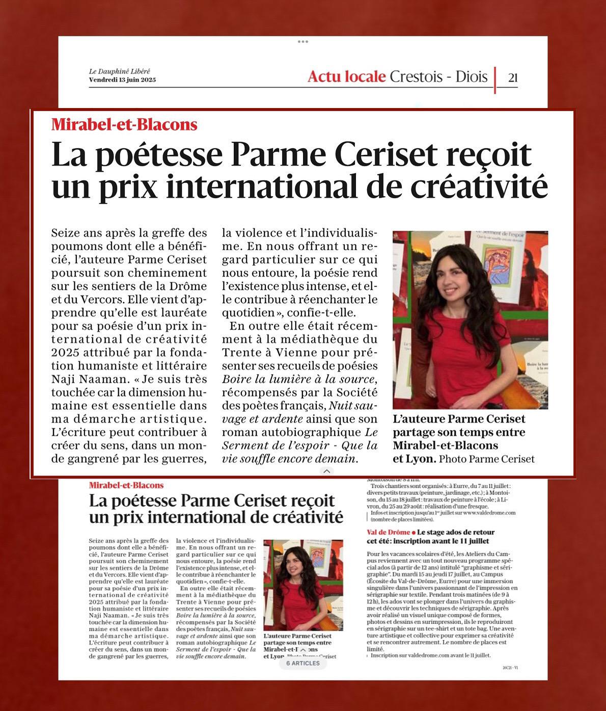 Article dauphine libere parme prix naji naaman 2025